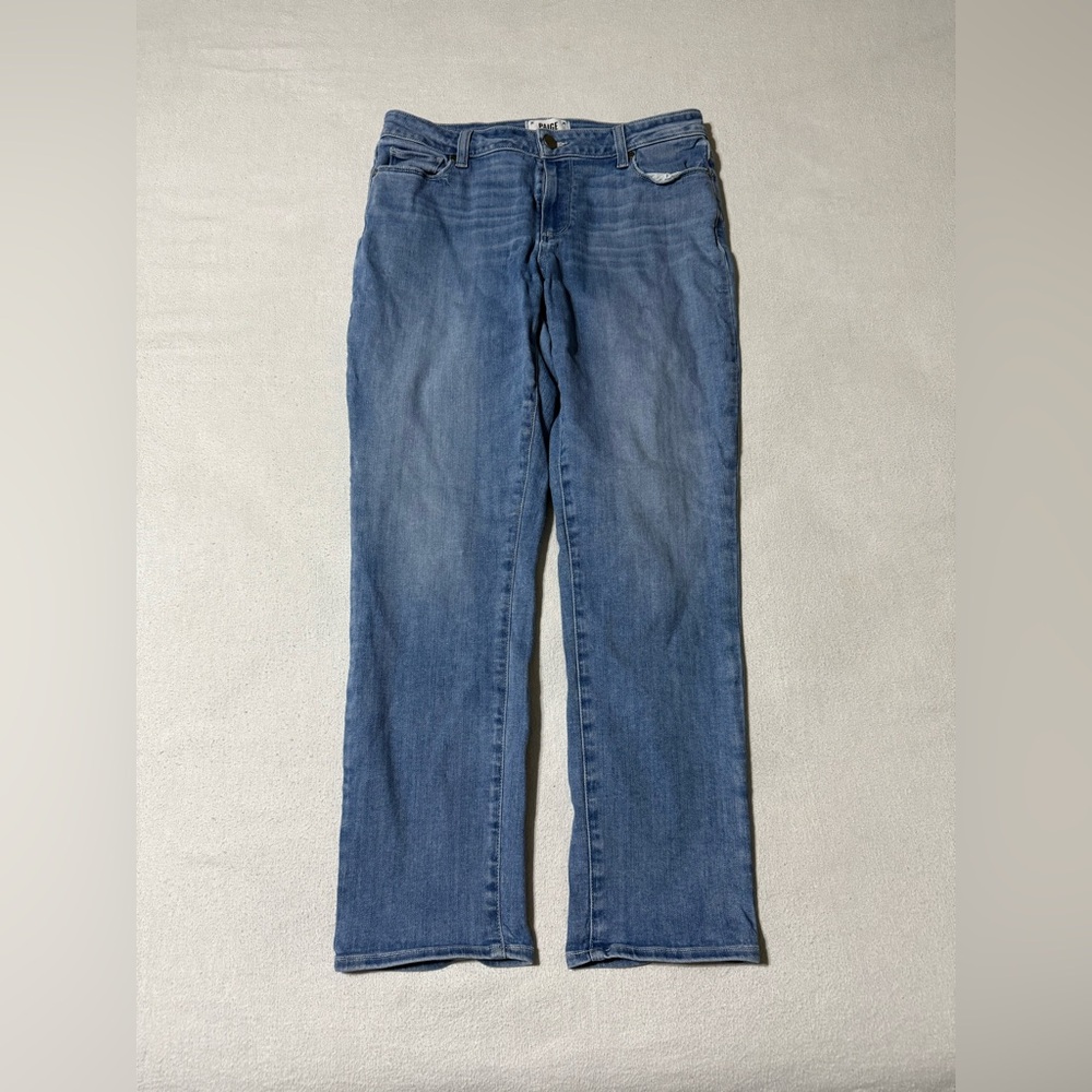 Paige Brigitte Jeans Women's 30x28 Blue Denim Straight Leg Medium Wash Stretch